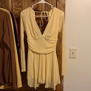 Elegant Yellow Long Sleeve Romper